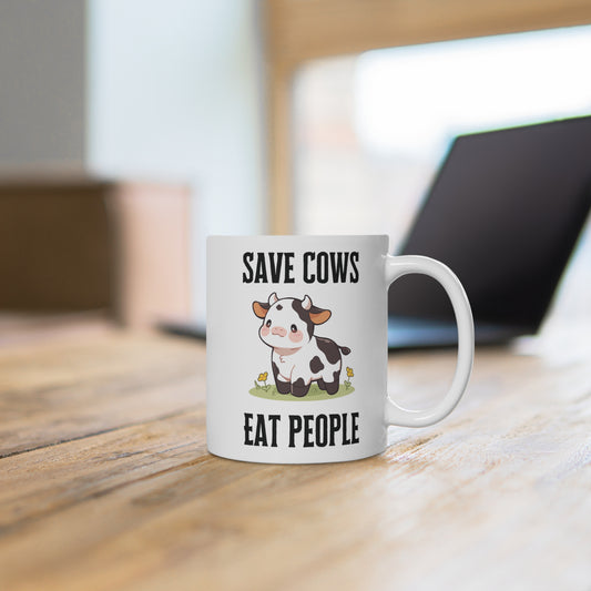 Save Cows Eat People Tasse | Niedliche Kuh Illustration, Funny Vegan Humor