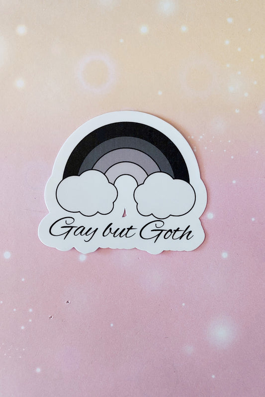 Gay but Goth Sticker witziger LGBTQAI+ Aufkleber für Goths, Pride Month Geschenk Idee für LGBT Community, schwarzer Regenbogen