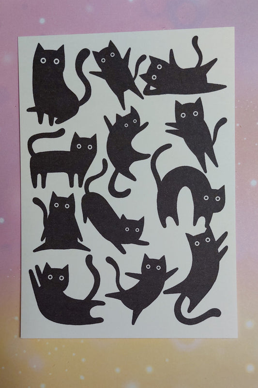 Witzige Postkarte - All the black Kitties