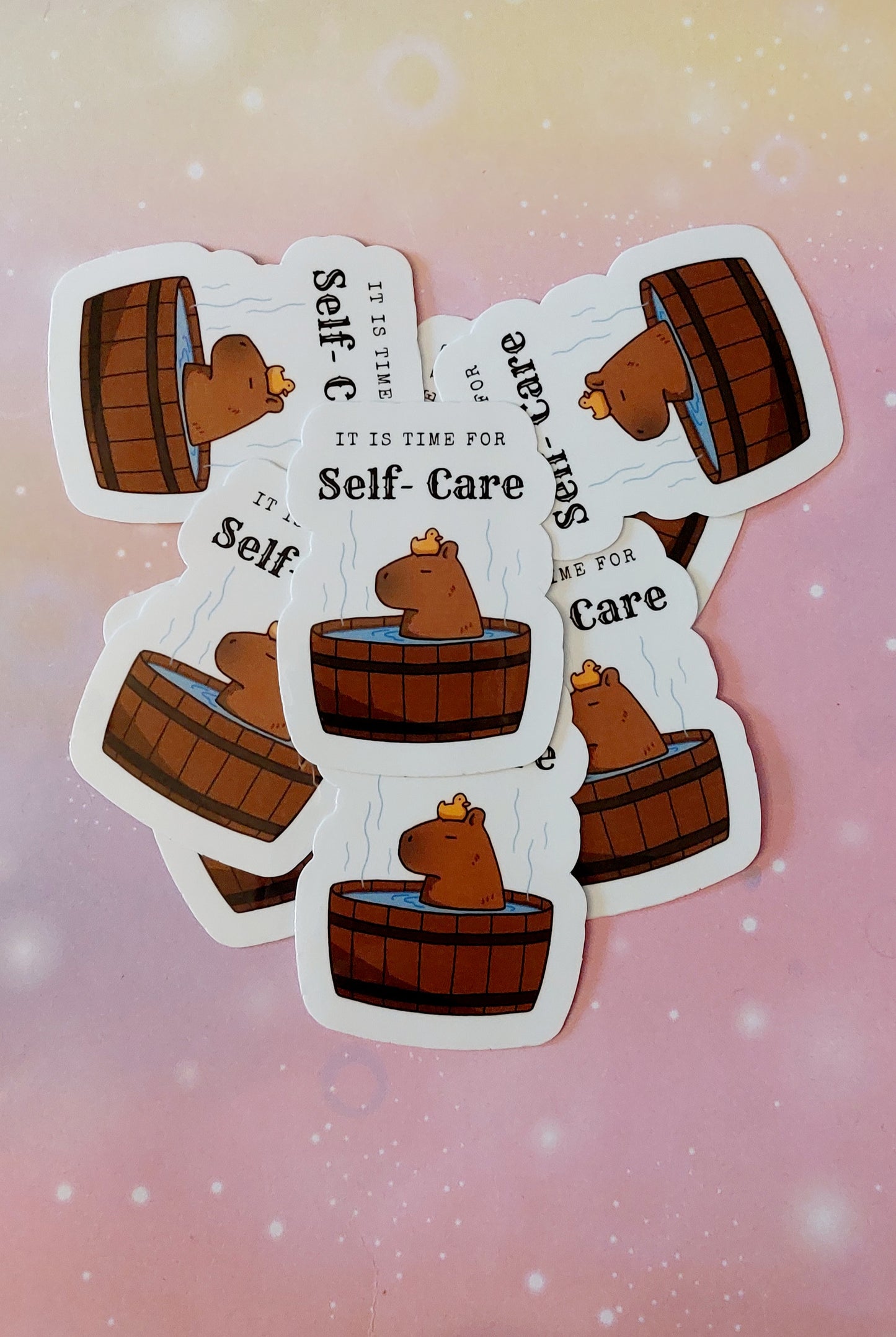 Cute Capybara Sticker 'Time for self-care'