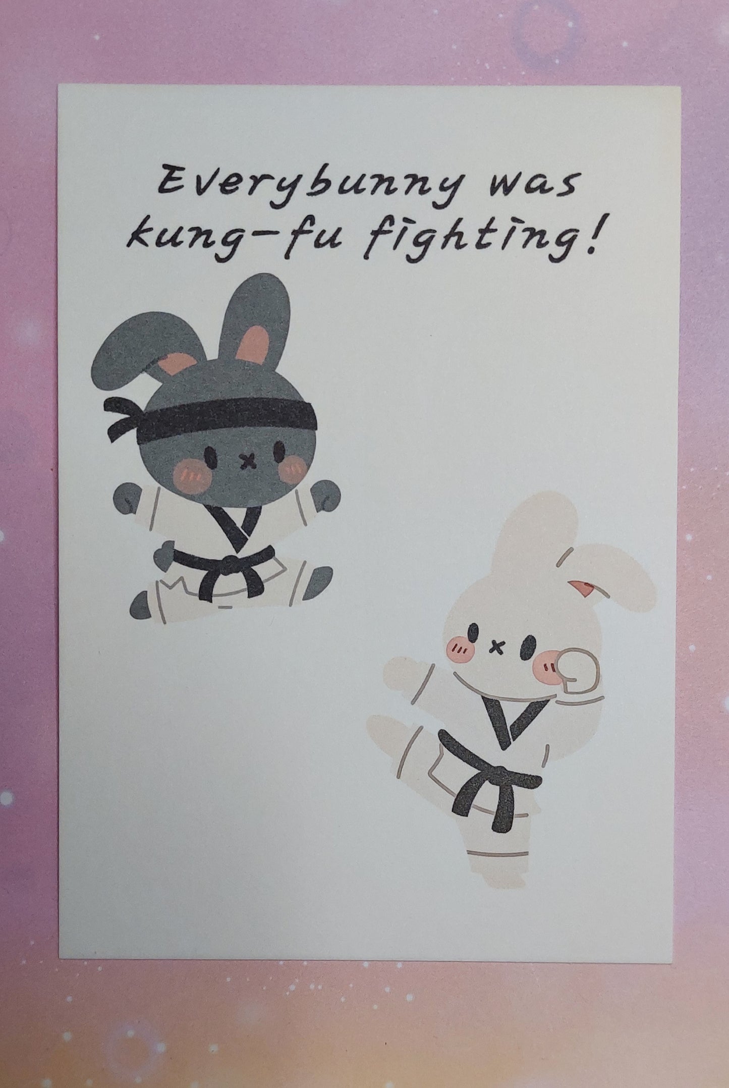 Witzige Hasenpostkarte - Everybunny was Kung-Fu fighting!